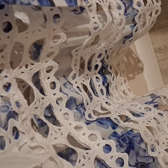 Elegant Blue and White Lace Dress - Picture 10 of 10